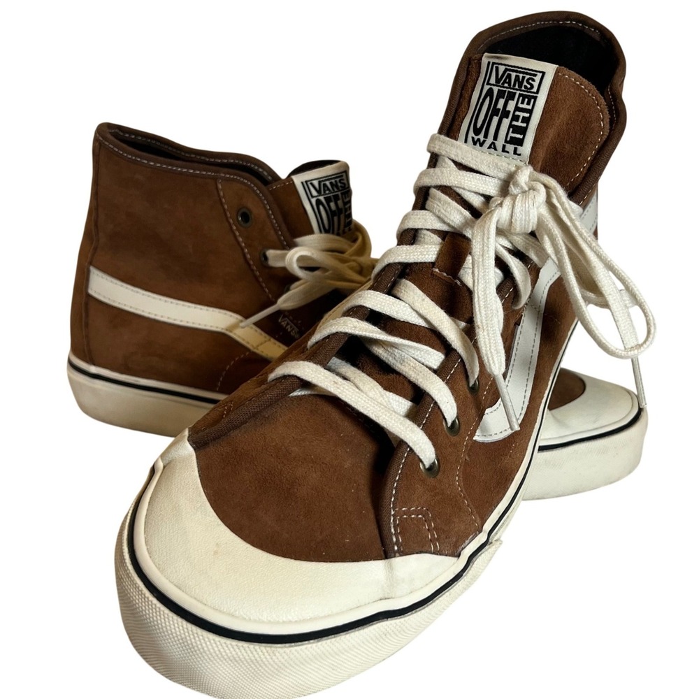 Vans AV Classic High Mens 11 Brown Suede White Stripe Skate Shoes 721277